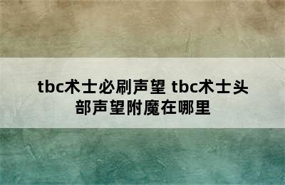 tbc术士必刷声望 tbc术士头部声望附魔在哪里